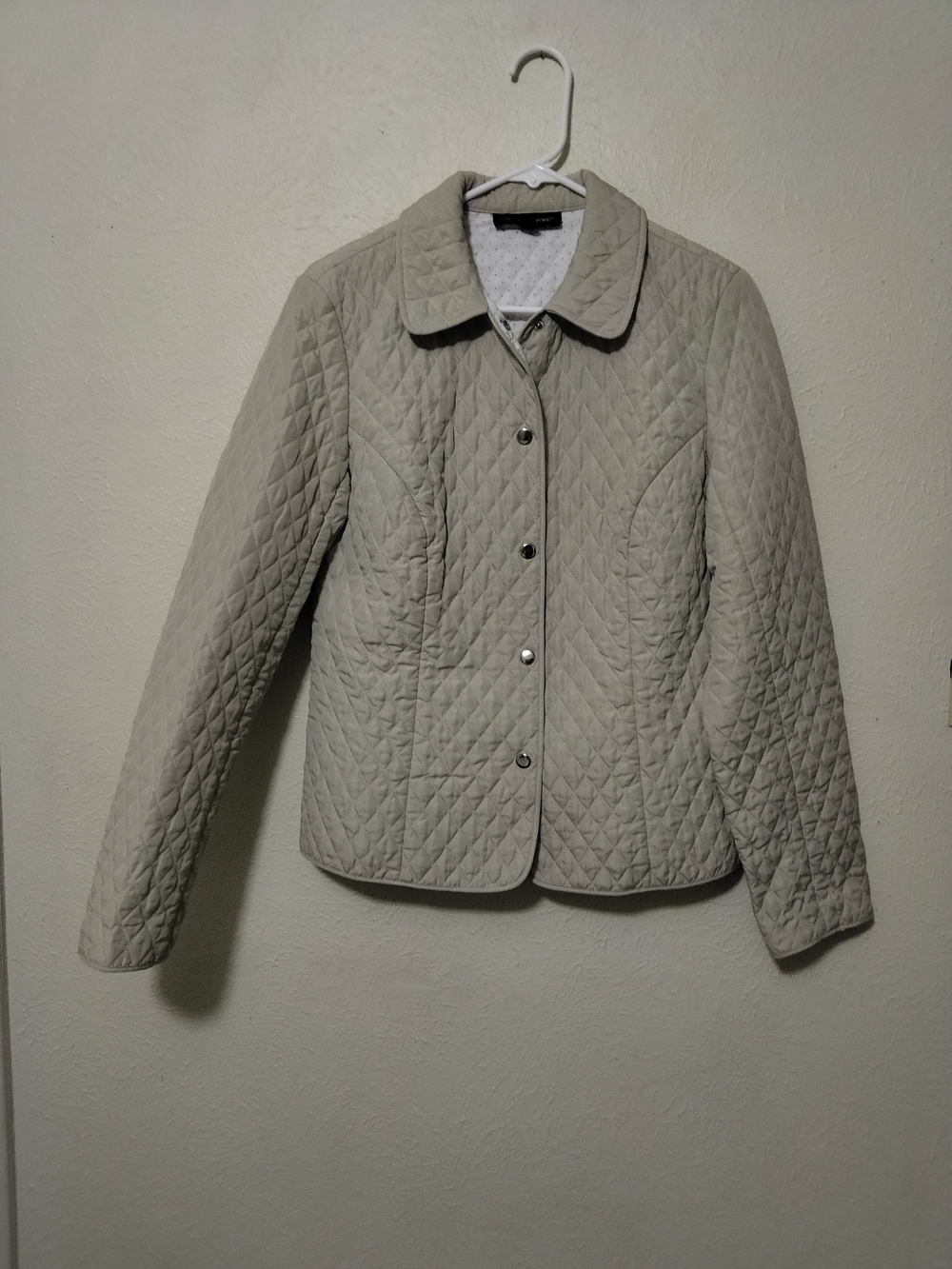 Briggs New York Beige Quilted Snap Front Jacket Size Medium